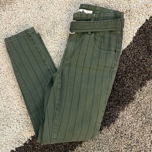 Indigo rain high waisted, olive striped jeans 💚